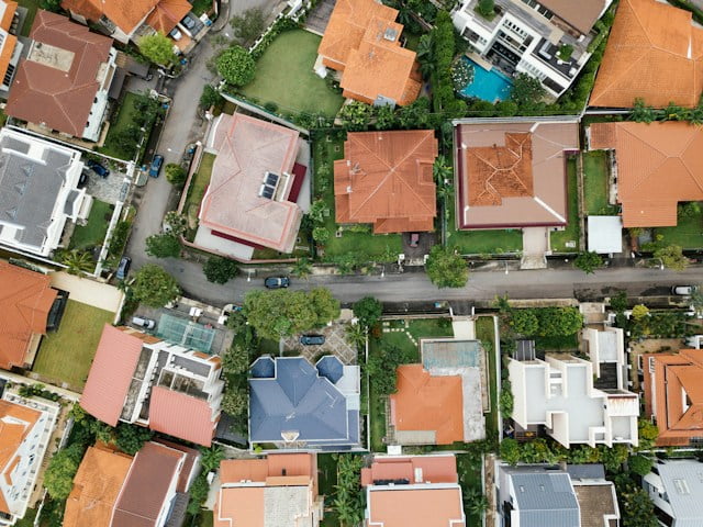 Vista aérea de um bairro